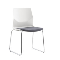 Chaise d'appoint rembourrée empilable moderne et confortable avec base en acier massif électroplaqué pour salles de réunion et salons