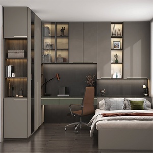 Garde-robe moderne personnalisée de plain-pied <span class=keywords><strong>avec</strong></span> le système coulissant de porte de miroir Garde-robe de mur pour l'application de chambre à coucher - Product Image 2