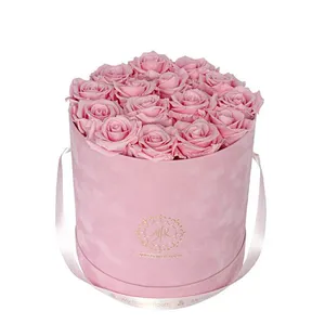 Wholesale Custom Logo Luxury Round Gift <strong>Hat</strong> <strong>Box</strong> Paper Rose Velvet Flower <strong>Box</strong> - Product Image 1