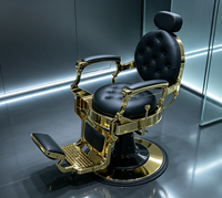Chaise de barbier élégante de style rétro avec finition dorée rotative pour hommes, mobilier de salon de coiffure