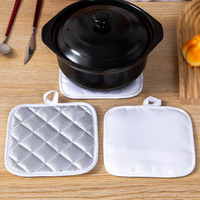 Sous-verre de cuisine isolant carré moderne et minimaliste en tissu, avec logo imprimé par sublimation thermique DIY blanc