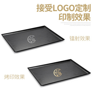 Black Rectangular Serving <b>Tray</b> Melamine Hotel <b>Tea</b> Coffee Drink <b>Tray</b> Commercial Storage <b>Tray</b> Solid Color 5212 - Product Image 4