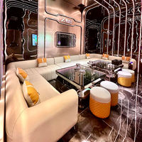 Canapé de club de nuit moderne VIP noir, mobilier de bar de discothèque, banquette modulaire pour hôtel, sièges LED, canapé de bar KTV