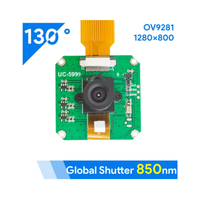 OV9281 Module de caméra mono à obturateur global 1MP avec monture M12 130deg 850nm uniquement pour Raspberry Pi