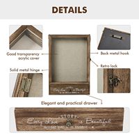 Cadre en bois brun rectangulaire grand format 11x16 avec tiroirs et étagères amovibles pour vitrines, cadeaux de mariage et de fête prénuptiale