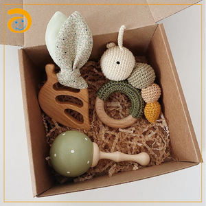 Juguete de madera Montessori para dentición, juguete de ganchillo para bebé, muñeco <span class=keywords><strong>mordedor</strong></span>, juego de regalo para comer, venta al por mayor - Product Image 1