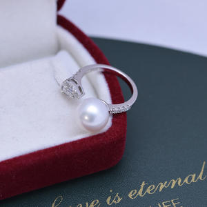 Bague en argent S925 avec perle d'eau douce ronde blanche de 10-11 mm pour femmes, ensemble complet avec une forte brillance et de légères imperfections, édition coréenne de bague ouverte - Product Image 3