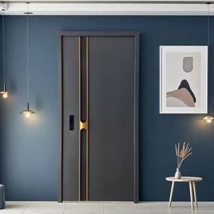 Porte d'entrée moderne en aluminium moulé de haute qualité avec serrure intelligente, lumière <span class=keywords><strong>à</strong></span> induction, résistante au <span class=keywords><strong>vent</strong></span>, durable pour maison de luxe, hôtel, extérieur - Product Image 6