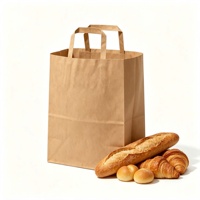 Vente directe usine – Sacs en papier kraft recyclables durables de 100 grammes avec poignée torsadée plate, pour supermarché, épicerie, fruits, pâtisserie, qualité alimentaire