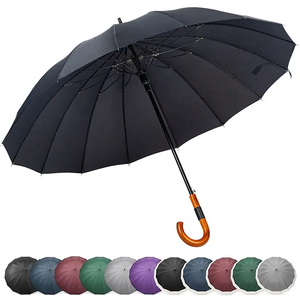 27 inch 16 xương sườn Windproof tùy chỉnh in logo không thấm nước lớp duy nhất bằng gỗ móc xử lý chất lượng cao Golf ô - Product Image 1