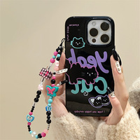 Coque de téléphone portable anti-chute en TPU/PC avec chaîne, motifs de dessins animés mignons et féminins, designs de luxe, vente en gros