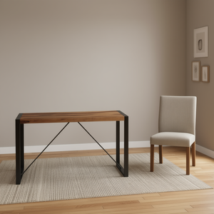 Tavolo da pranzo in legno di Sheesham 47,2x23,6x29,9 pollici con gambe in metallo, design industriale moderno, mobili per la casa - Product Image 2