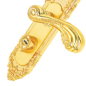 Gagang pintu Interior mewah emas kuningan PVD tuas Knurled desain persegi Modern kunci cepat pas untuk digunakan Villa Hotel Mall - Product Image 4