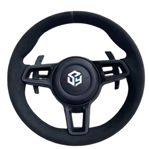 Para <span class=keywords><strong>Porsche</strong></span> Cayman 987 <span class=keywords><strong>S</strong></span> Design <span class=keywords><strong>Edition</strong></span> 1 Sport R 2006 a 2012 Volante redondo negro de cuero completo - Product Image 5