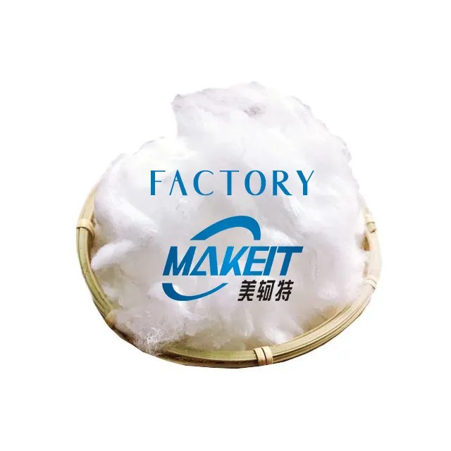 Superior elastic regenerated silicon polyester short fibers provided by manufacturers for pillow and toy filling materials.