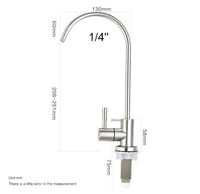 Robinet de cuisine monocommande en acier inoxydable avec filtre céramique pour système RO, purification d'eau froide, rotation à 360 degrés, facile à utiliser