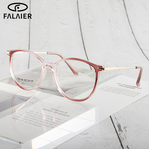 ฟาไลเออร์ แคทอายกรอบแว่นตา TR90 น้ำหนักเบาป้องกันแสงสีฟ้าสำหรับผู้หญิงดีไซน์ทรงกลมเต็มกรอบ 87048 - Product Image 1