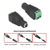 Conector de Barril de CC Macho/Hembra de 2.1 x 5.5 mm de 12V 24V para Tiras de Luz LED, DVR y Sistemas de Monitoreo de Retrovisor de Coche