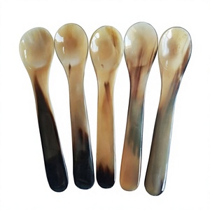 Cuillères à salade ovales en corne de buffle, faites à la main, modernes, imperméables, à long manche, de qualité supérieure, élégantes, pour la table - Product Image 1