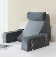 Coussin de lit multifonctionnel détachable en velours cristal pour lecture et canapé, oreiller inclinable en polyester