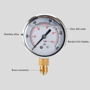 Dễ dàng gắn kết 0-40mpa độ chính xác cao SUS304 nước dầu khí kỹ thuật số thủy lực kỹ thuật số đo áp suất áp kế 40mm với 1/4npt