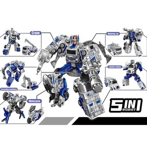 Nuevo chico 5 en 1 plástico DIY juguete ingeniería Bulldozer camión deformación transformar Robot coche juguete - Product Image 3