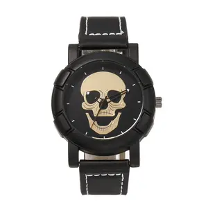 2023 nuevo estilo Hip hop calavera decorada reloj de moda para hombres esfera grande cinturón deportivo reloj de estudiante para hombres