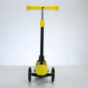 Three Wheeler Kids Scooter With <b>Lights</b> Height Adjustable For 12 Months Plus <b>Push</b> Operated Yellow And Black Design - Product Image 2