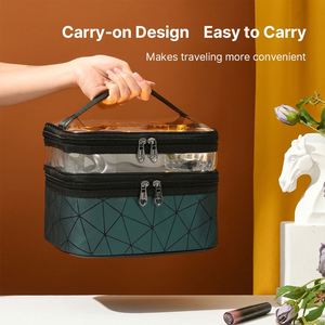Bolsa de Cosméticos Acolchada Doble Diamante, Directo de Fábrica, Impermeable, Forma de Cubo, Gran Capacidad, Organizador de Maquillaje - Product Image 2