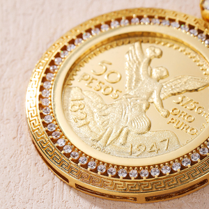 Pendentif pièce de monnaie en laiton plaqué or massif martelé, style byzantin chrétien <span class=keywords><strong>grec</strong></span>, avec zircon, pour enfant - Product Image 5