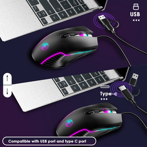 USB/Type-c Wired <strong>Mouse</strong> with RGB Light, Shaking <strong>Mouse</strong> to Prevent Computer Sleep Jiggler <strong>Mouse</strong> for Office, PC and Home Gaming - Product Image 6