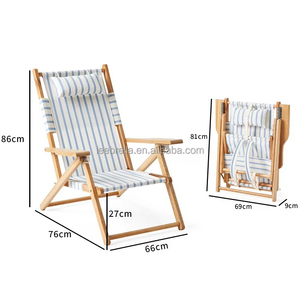 Nouveau design traditionnel à rayures dossier réglable pliant bras en bois massif <span class=keywords><strong>chaise</strong></span> tommy de plage avec oreiller amovible - Product Image 2