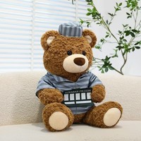 Ours en peluche personnalisé avec logo, motif prisonnier, vêtements créatifs, cadeau mignon, jouet en peluche doux en coton