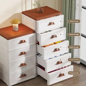 Armoire de <span class=keywords><strong>rangement</strong></span> à tiroirs écologique en plastique moulé par injection moderne épaissi pour bébé jouets vêtements salon à 5 couches - Product Image 2