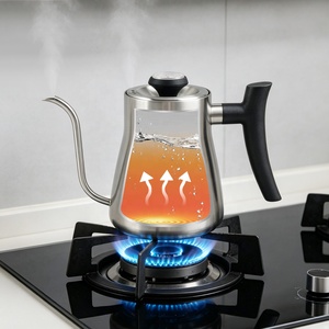 Bouilloire à col de cygne en acier inoxydable 750 ml pour café filtre, design minimaliste, poignée ergonomique - Product Image 6