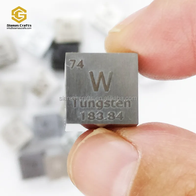 Élément 10mm tungstène métal Cube 99.95% gravé tableau périodique W spécimen