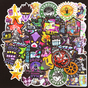 50 autocollants amusants de l'anime japonais <span class=keywords><strong>JoJo</strong></span> Bizarre <span class=keywords><strong>Adventure</strong></span>, étiquettes graffiti pour promotion de boutique, cadeau, décoration cosplay - Product Image 2