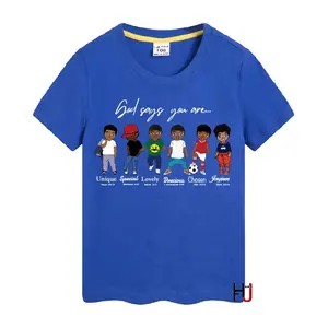 God Says You Are Unique Special Lovely Black Boy Print Clothing Cute Afro American Kids T-Shirt