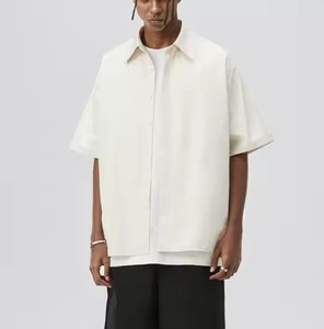 Chemise à manches courtes en coton de haute qualité personnalisée avec boutons <span class=keywords><strong>T</strong></span>-<span class=keywords><strong>shirt</strong></span> rétro à manches courtes pour hommes - Product Image 5