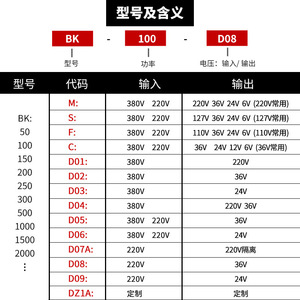 Transformador de Control Delixi BK-50VA, Entrada 380V/220V, Salida 36V a 24V a 12V/6V para Máquinas Herramienta - Product Image 3