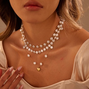 <span class=keywords><strong>Collier</strong></span> élégant pour soirée, perles baroques, <span class=keywords><strong>collier</strong></span> <span class=keywords><strong>ras</strong></span> du <span class=keywords><strong>cou</strong></span> en forme <span class=keywords><strong>de</strong></span> cœur, plaqué or, acier inoxydable, bijoux pour mariage - Product Image 1