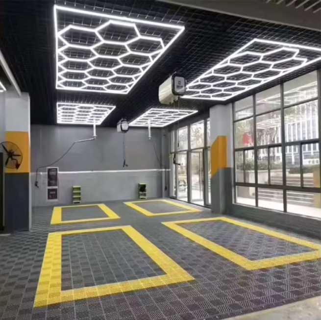 Hexagon Car Shop and Garage Workshop LED Ceiling Lights Detailing Honeycomb Working Repair Led Light