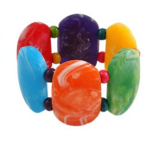 สร้อยข้อมือเรซิ่นหลากสี ลูกปัดรูปไข่ ลายหินอ่อนสีขาว ทำด้วยมือ ดีไซน์ไม่ซ้ำใคร คุณภาพพรีเมียม เครื่องประดับสำหรับทุกเพศ ของขวัญสุดเก๋ ชิ้นงานแฟชั่นโดดเด่น - Product Image 5