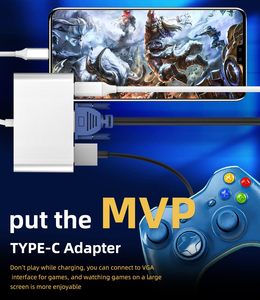 อะแดปเตอร์ USB-C USB-A/VGA 3-in-1 (ตัวแยกสัญญาณทีวี ตัวแปลงดิจิตอล AV พร้อมที่ชาร์จ) สำหรับแล็ปท็อป ทีวี-MacBook/iPhone 15/<span class=keywords><strong>iPad</strong></span> Pro ที่ใช้งานร่วมกันได้ - Product Image 4