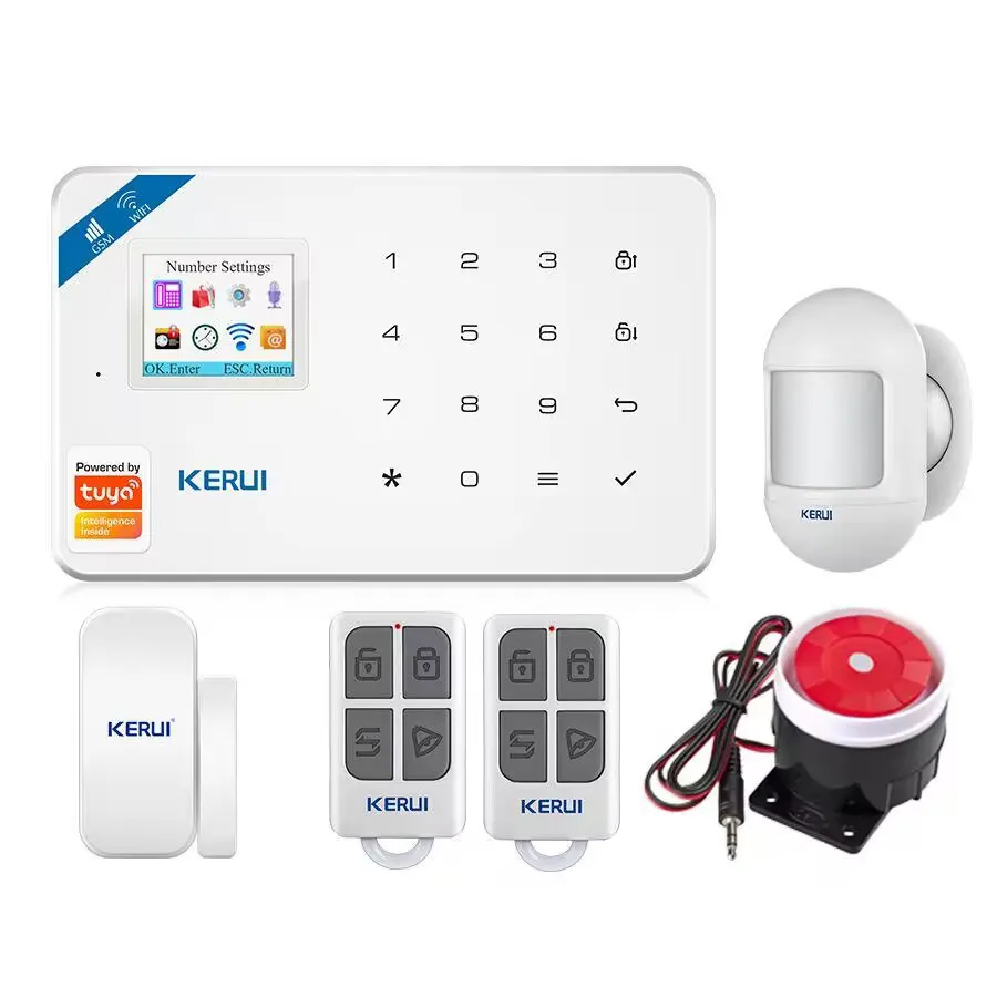 KERUI W181 Système d'alarme domestique sans fil Tuya Smart Life Système d'alarme Wifi antivol Système d'alarme de sécurité GSM avec sirène de capteurs