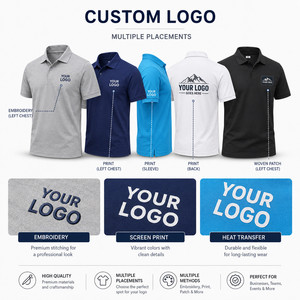 Polo de Rendimiento para Hombre con Logotipo Personalizado, 160G, 100% Poliéster, Secado Rápido, Transpirable, Uniforme de Golf, Venta al Por Mayor, Tallas M-4XL, Gris Jaspeado - Product Image 2