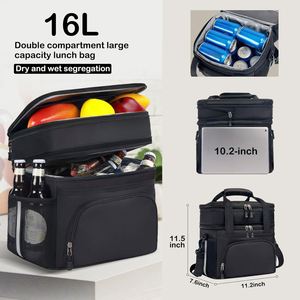 Sac isotherme grand format à double compartiment, extensible, réutilisable, étanche, avec bandoulière réglable - Product Image 3