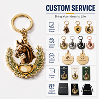 Porte-clés personnalisé en émail dur, tête de cheval, couronne de lauriers, trophée, porte-clés en métal gravable, souvenir de course équestre, cadeau