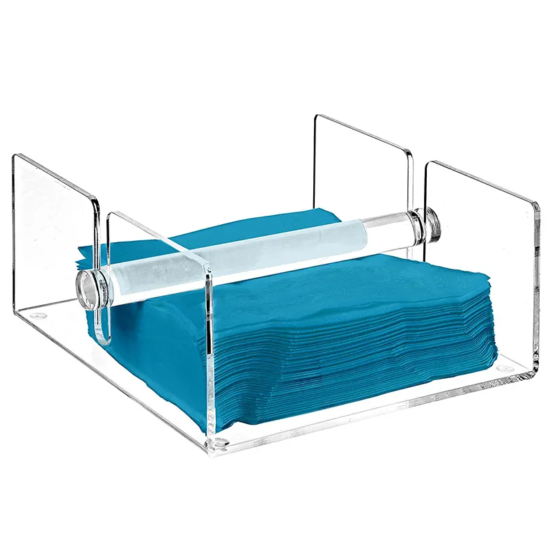 Wholesale Modern Clear Acrylic Kitchen Napkin Holder Rack with Center Bar Weighted Arms Acrylic Kitchen Rack