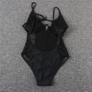 Negro de malla traje de baño Sexy bikini sin tirantes bragas traje de baño - Product Image 6